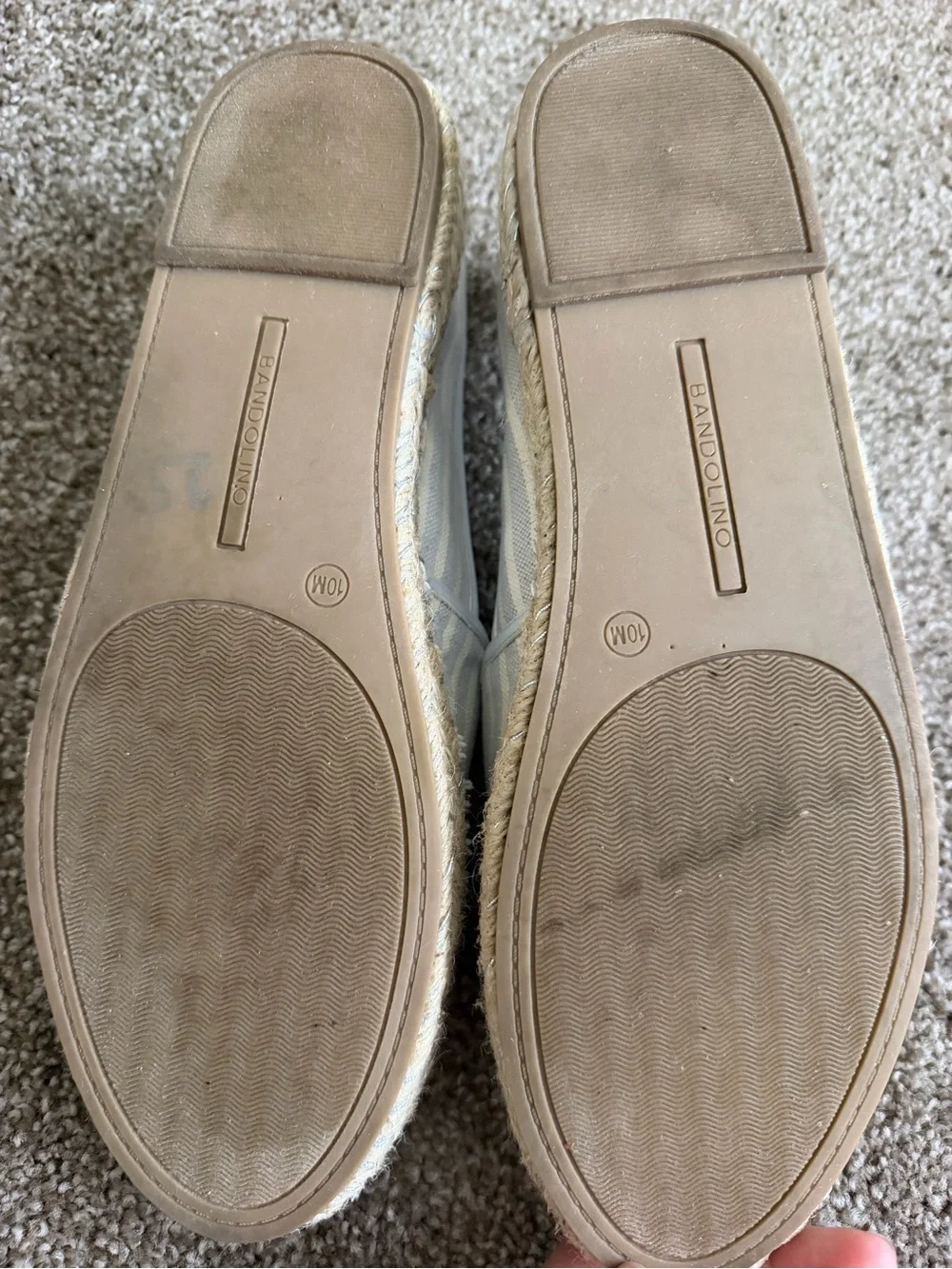 Bandolino Light Blue and Cream Striped Espadrille Slip-On